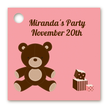 Teddy Bear Pink - Personalized Baby Shower Card Stock Favor Tags