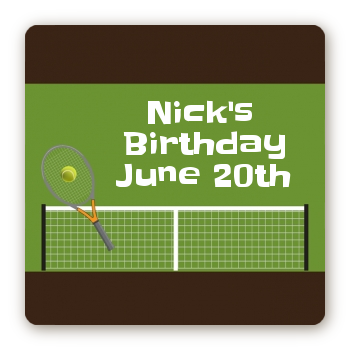 Tennis - Square Personalized Birthday Party Sticker Labels