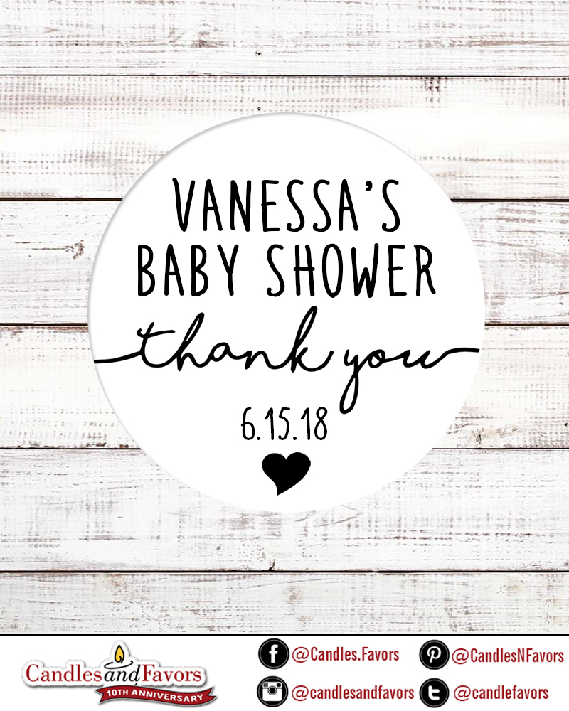  Thank You - Round Personalized Baby Shower Sticker Labels 