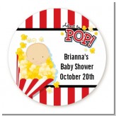 About To Pop - Round Personalized Baby Shower Sticker Labels
