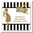 About To Pop Gold Glitter - Square Personalized Baby Shower Sticker Labels thumbnail