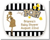 About To Pop Gold Glitter - Personalized Baby Shower Rounded Corner Stickers