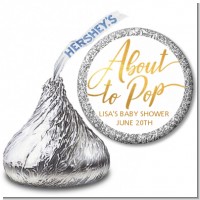 About To Pop Metallic - Hershey Kiss Baby Shower Sticker Labels