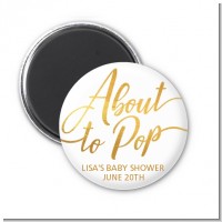 About To Pop Metallic - Personalized Baby Shower Magnet Favors