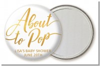About To Pop Metallic - Personalized Baby Shower Pocket Mirror Favors