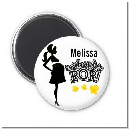 About to Pop Mommy Black - Personalized Baby Shower Magnet Favors