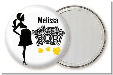 About to Pop Mommy Black - Personalized Baby Shower Pocket Mirror Favors