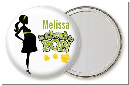 About To Pop Mommy Green - Personalized Baby Shower Pocket Mirror Favors