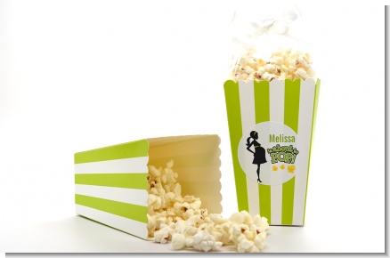 About To Pop Mommy Green - Personalized Baby Shower Popcorn Boxes - Set of 12