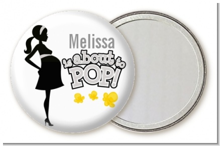 About To Pop Mommy Grey - Personalized Baby Shower Pocket Mirror Favors