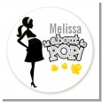 About To Pop Mommy Grey - Round Personalized Baby Shower Sticker Labels thumbnail