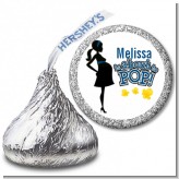 About To Pop Mommy Navy Blue - Hershey Kiss Baby Shower Sticker Labels