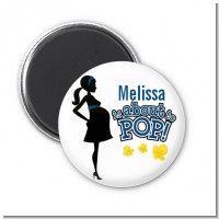 About To Pop Mommy Navy Blue - Personalized Baby Shower Magnet Favors