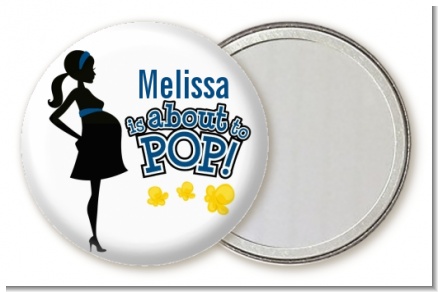 About To Pop Mommy Navy Blue - Personalized Baby Shower Pocket Mirror Favors