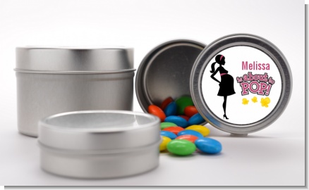 About to Pop Mommy Pink - Custom Baby Shower Favor Tins