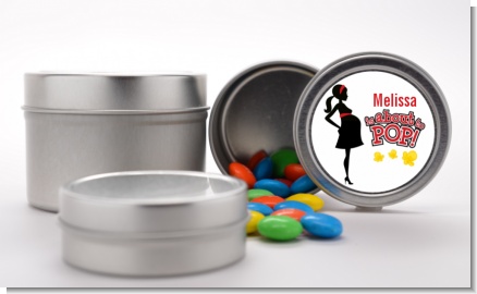 About To Pop Mommy Red - Custom Baby Shower Favor Tins
