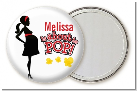 About To Pop Mommy Red - Personalized Baby Shower Pocket Mirror Favors