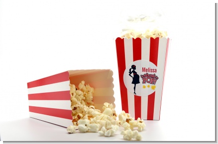 About To Pop Mommy Red - Personalized Baby Shower Popcorn Boxes - Set of 12