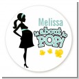 About To Pop Mommy - Round Personalized Baby Shower Sticker Labels thumbnail