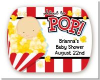 About To Pop - Personalized Baby Shower Rounded Corner Stickers