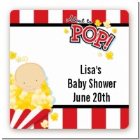 About To Pop - Square Personalized Baby Shower Sticker Labels