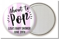 About To Pop Stripes - Personalized Baby Shower Pocket Mirror Favors