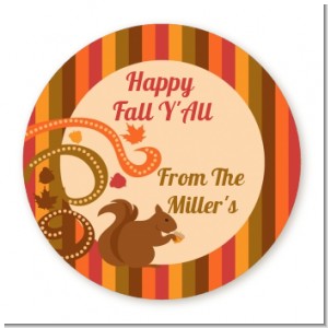 Acorn Harvest Fall Theme - Round Personalized Halloween Sticker Labels