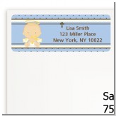 Angel Baby Boy Caucasian - Baptism / Christening Return Address Labels