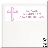 Cross Pink - Baptism / Christening Return Address Labels