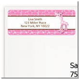 Giraffe Pink - Baby Shower Return Address Labels