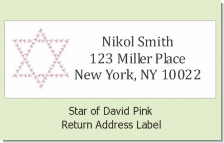 Jewish Star of David Pink - Bar / Bat Mitzvah Return Address Labels