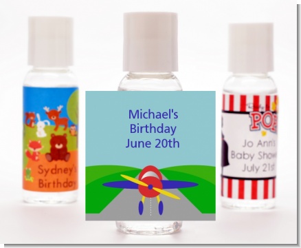Airplane - Personalized Birthday Party Hand Sanitizers Favors