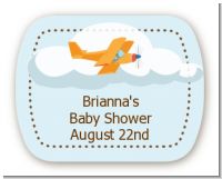 Airplane in the Clouds - Personalized Baby Shower Rounded Corner Stickers