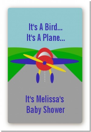 Airplane - Custom Large Rectangle Baby Shower Sticker/Labels