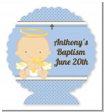 Angel Baby Boy Caucasian - Personalized Baptism / Christening Centerpiece Stand
