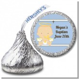 Angel Baby Boy Caucasian - Hershey Kiss Baptism / Christening Sticker Labels