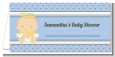 Angel Baby Boy Caucasian - Personalized Baptism / Christening Place Cards thumbnail