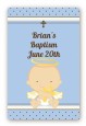 Angel Baby Boy Caucasian - Custom Large Rectangle Baptism / Christening Sticker/Labels thumbnail