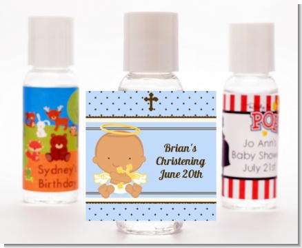 Angel Baby Boy Hispanic - Personalized Baptism / Christening Hand Sanitizers Favors