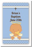 Angel Baby Boy Hispanic - Custom Large Rectangle Baptism / Christening Sticker/Labels