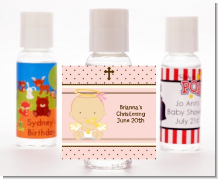 Angel Baby Girl Caucasian - Personalized Baptism / Christening Hand Sanitizers Favors