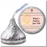 Angel Baby Girl Caucasian - Hershey Kiss Baptism / Christening Sticker Labels