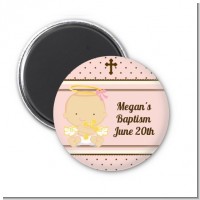 Angel Baby Girl Caucasian - Personalized Baptism / Christening Magnet Favors