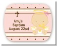 Angel Baby Girl Caucasian - Personalized Baptism / Christening Rounded Corner Stickers thumbnail