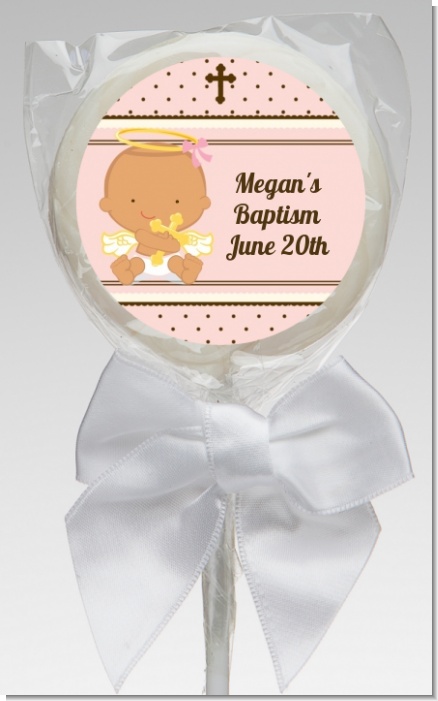 Angel Baby Girl Hispanic - Personalized Baptism / Christening Lollipop Favors