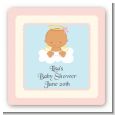 Angel in the Cloud Girl Hispanic - Square Personalized Baby Shower Sticker Labels thumbnail