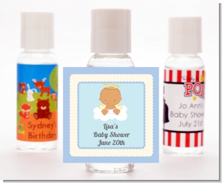 Angel in the Cloud Boy Hispanic - Personalized Baby Shower Hand Sanitizers Favors