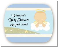 Angel in the Cloud Boy - Personalized Baby Shower Rounded Corner Stickers