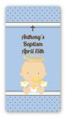 Angel Baby Boy Caucasian - Custom Rectangle Baptism / Christening Sticker/Labels
