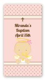 Angel Baby Girl Caucasian - Custom Rectangle Baptism / Christening Sticker/Labels